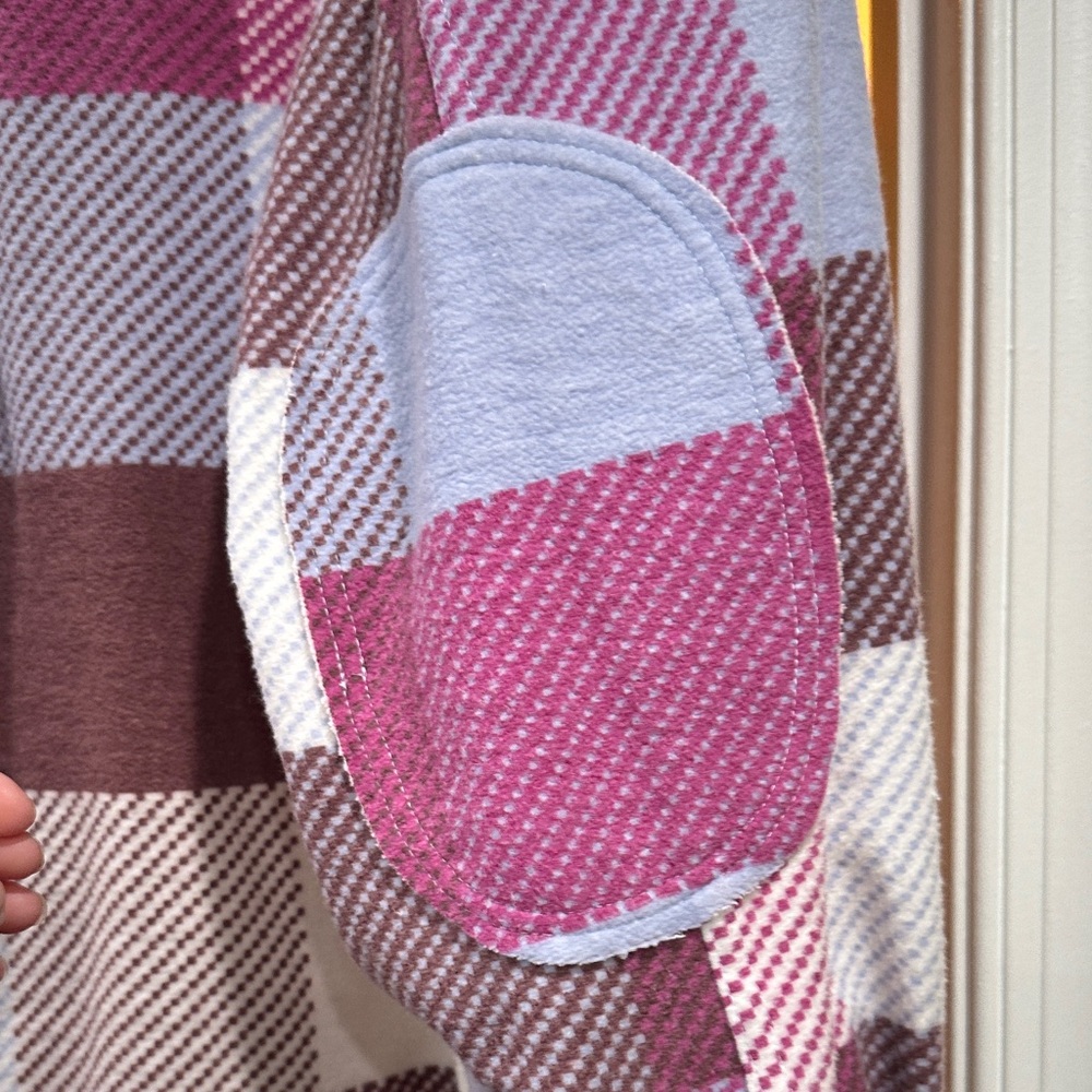 Free People Plaid Long Ruby Shirt Jacket Pink and Blue - Size XS - Picture 5 of 10